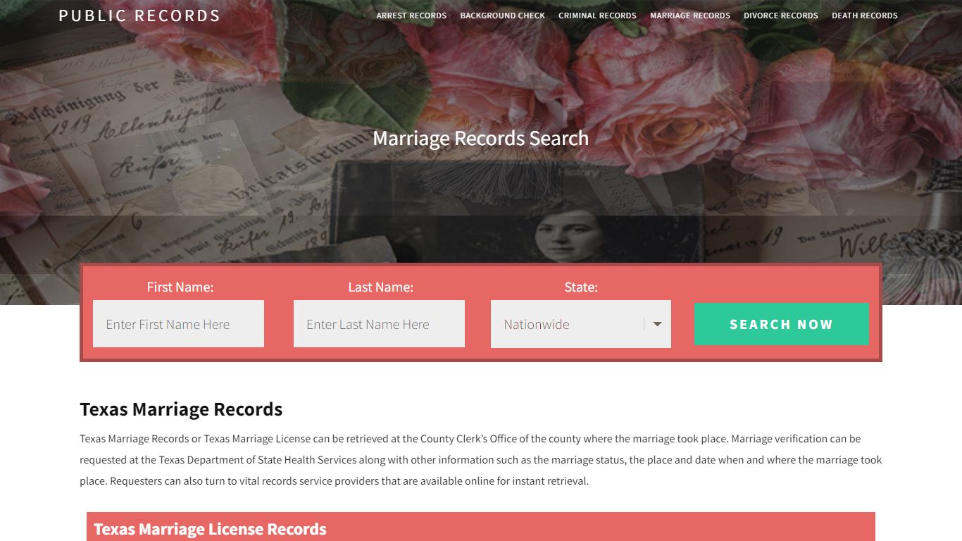 Texas Marriage Records | Enter Name and Search. 14Days Free